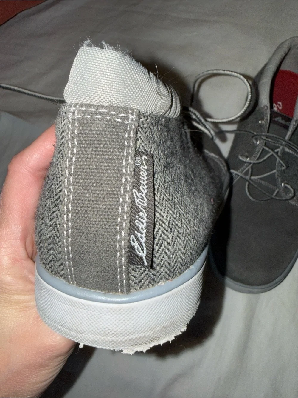 Eddie Bauer Gray Canvas Men's Lace-Up Boots